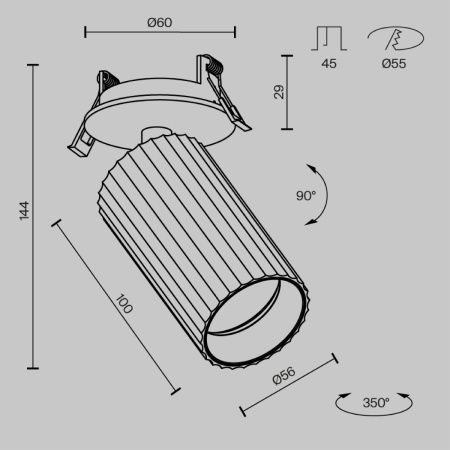 Светильник встраиваемый Maytoni Technical Calipso C110CL-01-GU10-W