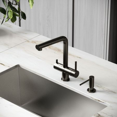 Смеситель для кухни Sancos Spin SC4015GG на мойку вороненая сталь