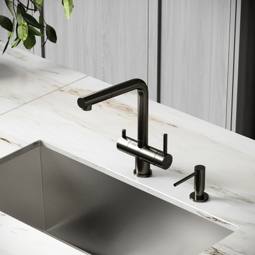 Смеситель для кухни Sancos Spin SC4015GG на мойку вороненая сталь - фото 3