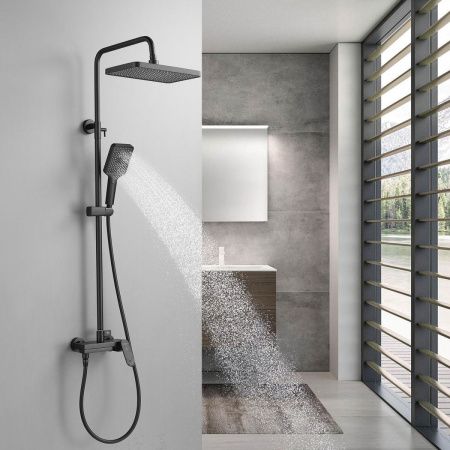 Душевая стойка Shevanik S4536H настенная цвет черный
