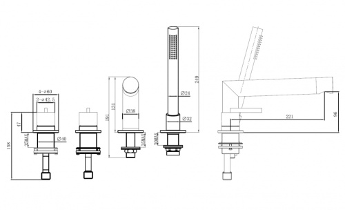 Смеситель Abber Perfekte 316 AF8A13BST на борт ванны сталь брашированная - фото 3