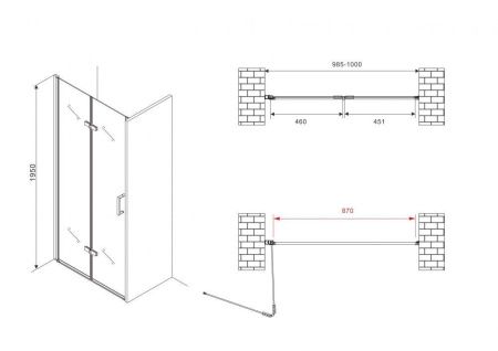 Душевая дверь Abber Zart AG08100P 100х195 стекло прозрачное профиль хром