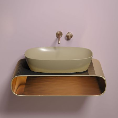 Раковина из сантехнического фарфора Ceramica Nova ELEMENT CN6049MC 60х40 накладная цвет коричневый без отверстий под смеситель