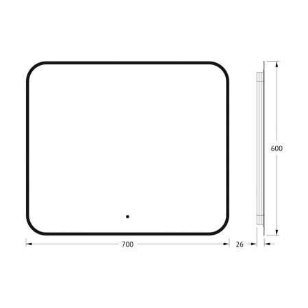 Зеркало с подсветкой Defesto AURA DF 2976RH 70х60 подвесное