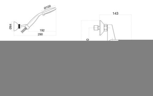 Смеситель для ванны и душа Fiore 81BX6510 настенный черный/хром - фото 3
