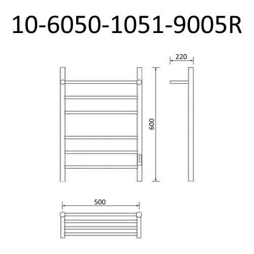 Полотенцесушитель Маргроид Вид 10 10-6050-1051-9005R 53х60 электрический черный матовый - фото 5