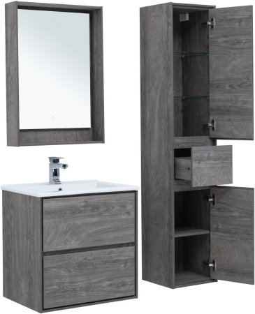 Тумба под раковину Aquanet Милан 00339966 64х46х66 подвесная цвет темное дерево