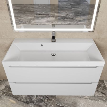 Раковина из искусственного камня Uperwood Classic 291020339 100х50 полувстраиваемая цвет белый