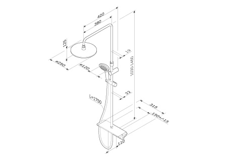 Душевая стойка Am.Pm Spirit V2.0 F0770A400 настенная цвет хром с термостатом