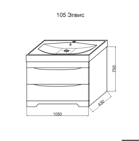 Тумба под раковину Misty Элвис П-Элв01105-0112Я 100х40х74 напольная