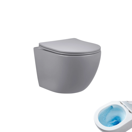 Унитаз подвесной Gid Tornado 62259Y серый матовый с сиденьем микролифт безободковый смыв торнадо