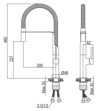 Смеситель для кухни AQG COOK 05COO500CR на столешницу хром