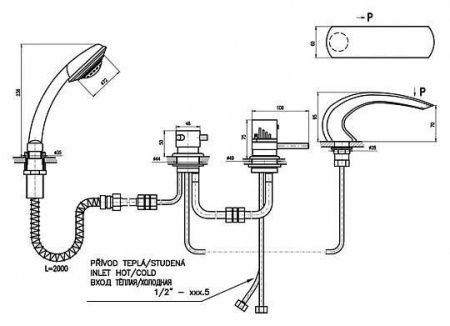 Смеситель RavSlezak DT272.5PZ на борт ванны золото