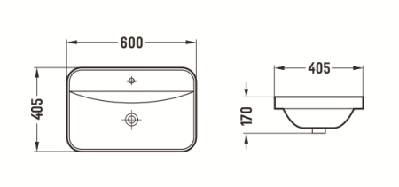 Раковина из санфаянса CeramaLux 78699 60х41 накладная цвет белый глянцевый 1 отверстие под смеситель