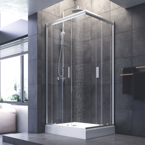Душевой уголок Am.Pm Gem W90G-404-100280-MT 80х100 стекло прозрачное профиль хром матовый без поддона - фото 3