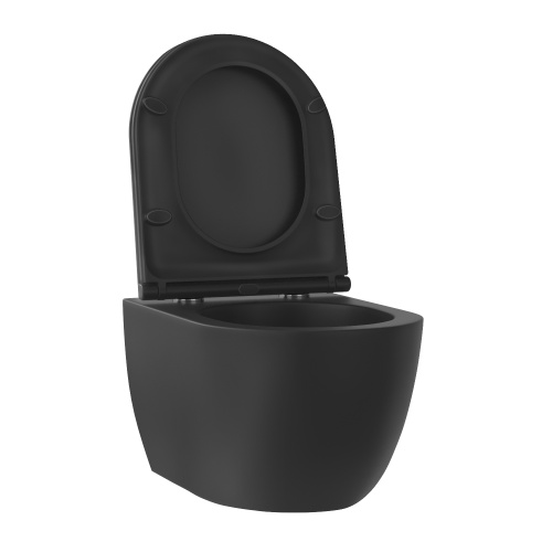 Унитаз подвесной Wellsee Chalice Perfection 182609001 черный матовый с сиденьем микролифт безободковый смыв торнадо - фото 2