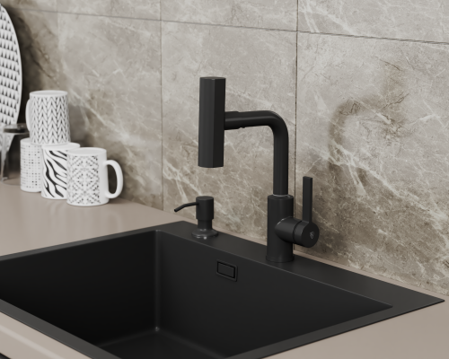 Смеситель для кухни Rush Tinos TI3732-17Black на столешницу черный - фото 3