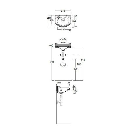 Раковина из сантехнического фаянса Simas Arcade AR035bi*1dx 40х30 подвесная цвет белый 1 отверстие под смеситель
