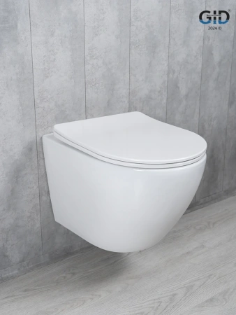 Унитаз подвесной Gid Tornado 62258Y белый с сиденьем микролифт безободковый смыв торнадо