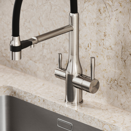 Смеситель для кухни Sancos Garda SC4009BN на мойку брашированный никель/черный без термостата