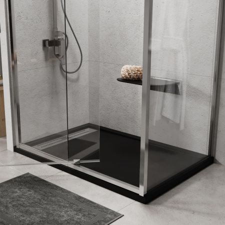 Душевой поддон из искусственного камня Wasserkraft Abens 20T 20T35 140х80 черный