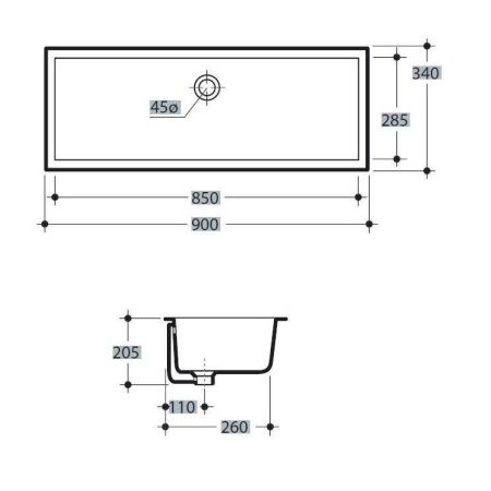 Раковина из сантехнического фарфора Kerasan Lavabi arredo 023001 90х30 встраиваемая цвет белый