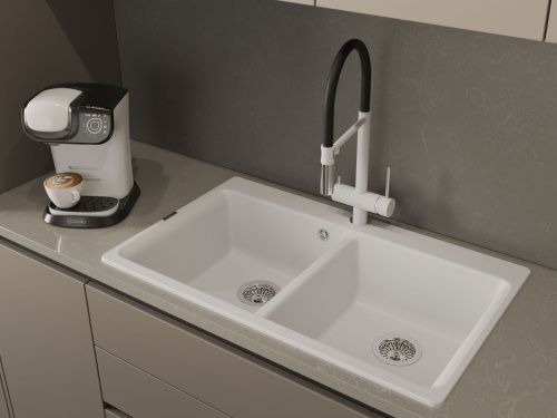 Кухонная мойка Rivelato AXEL X-90-2D brina 87х52 цвет белый - фото 5