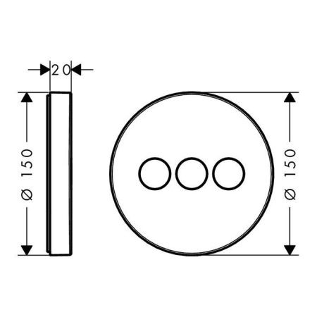 Встраиваемый запорный вентиль с кнопками, на 3 источника Hansgrohe Ecostat 15745000 (внешняя часть)