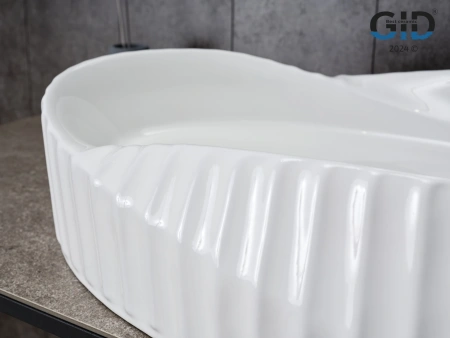 Раковина керамическая Gid Creativo 51223 60х40 накладная цвет белый без отверстий под смеситель