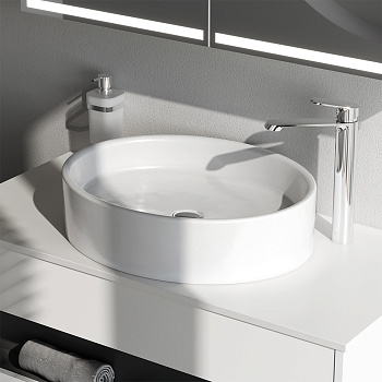 Раковина из сантехнического фарфора Am.Pm Func M8FWCC20550WG 55х45 накладная цвет белый без отверстий под смеситель