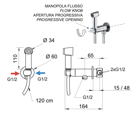 Гигиенический душ со смесителем Remer N64EUM хром