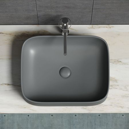 Раковина из сантехнического фарфора Ceramica Nova ELEMENT CN6052MDH 50х40 накладная цвет черный без отверстий под смеситель