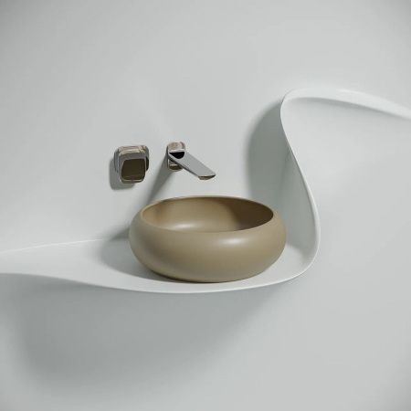 Раковина из сантехнического фарфора Ceramica Nova ELEMENT CN6050MC 40х40 накладная цвет коричневый без отверстий под смеситель