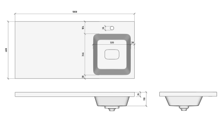 Раковина мебельная из литьевого мрамора Misty Kamilla 100 правая 4627173210560 100х48 над стиральной машиной цвет белый 1 отверстие под смеситель