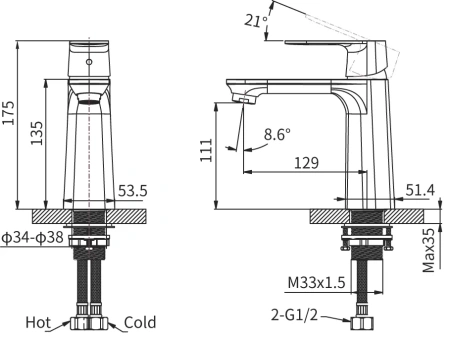 Смеситель Arrow AMP11848LJ на раковину золото
