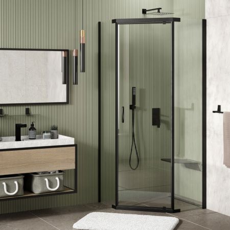 Душевой уголок Wasserkraft Wiese 84P 84P38 100х100 стекло прозрачное профиль черный без поддона