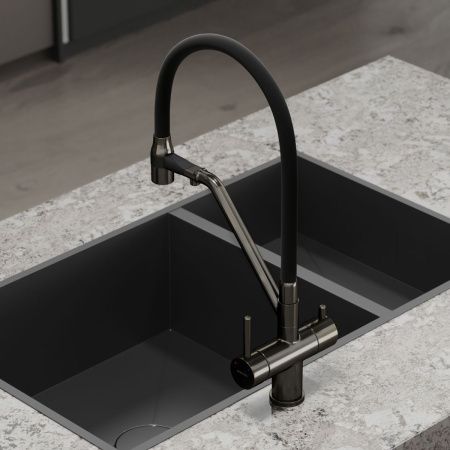 Смеситель для кухни Sancos Dora SC4003GG на мойку вороненая сталь