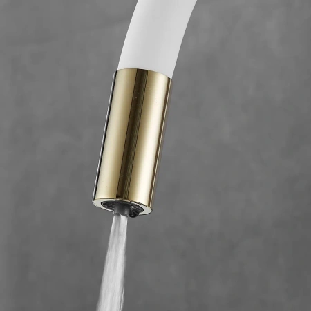 Смеситель для кухни Shevanik S668E на мойку белый/золото