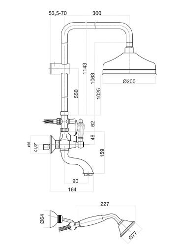 Душевая стойка Fiore 08OO0615 настенная цвет золото - фото 3