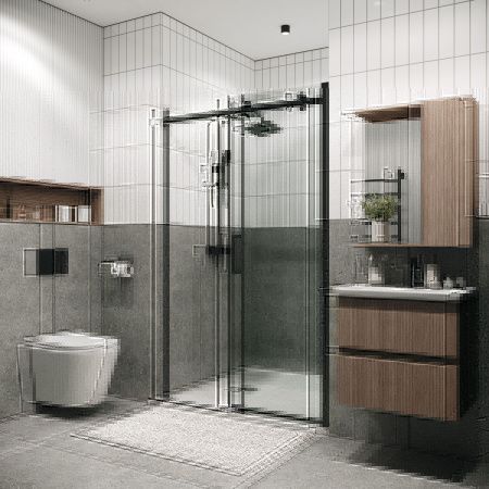 Душевая дверь Grossman Classic 100.K33.04.110.21.00 110х195 стекло прозрачное профиль черный