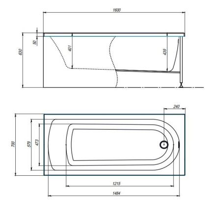 Ванна акриловая Timo MIKA MIKA1670 160х70 пристенная прямоугольная без каркаса