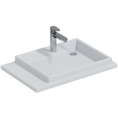 Раковина из искусственного камня СанТа Юпитер 900138 80х50 над стиральной машиной цвет белый 1 отверстие под смеситель