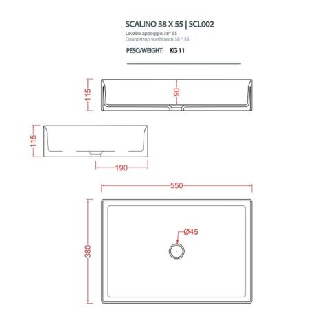 Раковина керамическая Artceram Scalino SCL002 05 00 40х40 накладная цвет белый без отверстий под смеситель