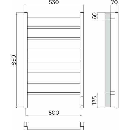 Полотенцесушитель Terminus 4670078544452 53х85 электрический хром - фото 3