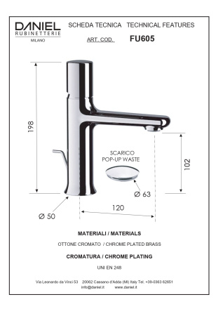 Смеситель Daniel Fusion FU605-RL на раковину медь