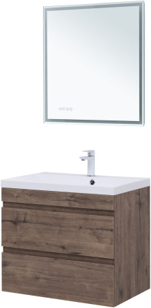 Тумба под раковину Aquanet Нота NEW 00334192 74х47х61 подвесная цвет темное дерево