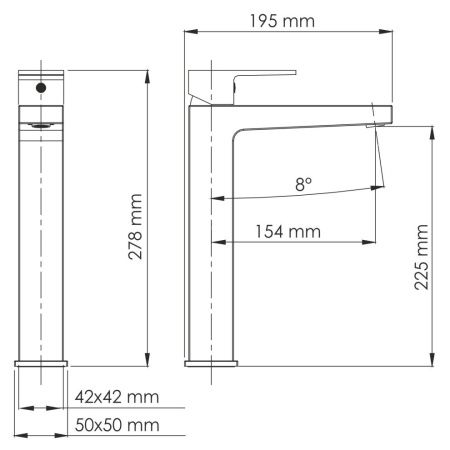 Смеситель для раковины Wasserkraft Abens 2000 2003H на столешницу черный