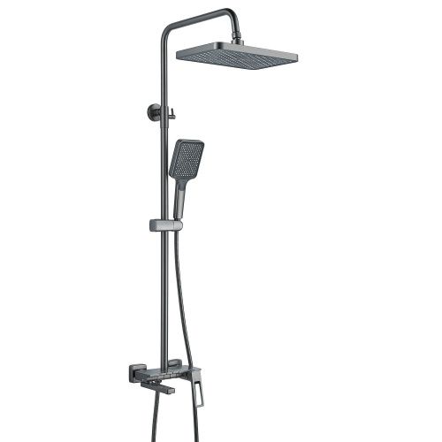 Душевая стойка Shevanik S6826T настенная цвет оружейная сталь - фото 2
