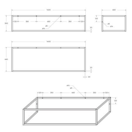Консоль под раковину BelBagno Etna-Kraft EK-140-ST 140х50 подвесная цвет черный