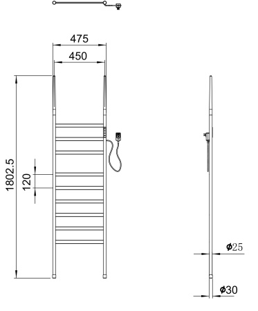 Полотенцесушитель Wonzon & Woghand Bremen WW-A207-BG 48х180 электрический золото